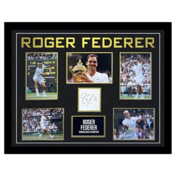 Autographed Roger Federer Large Framed Photo Display - Wimbledon Champion