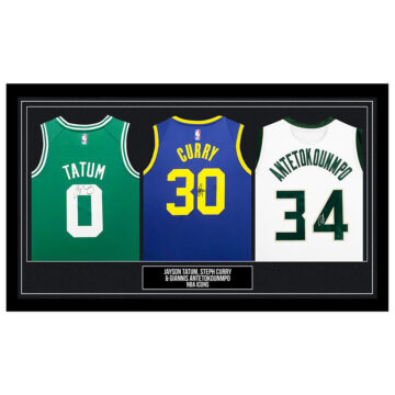 Signed Tatum, Curry & Antetokounmpo Framed Jerseys - NBA Icons